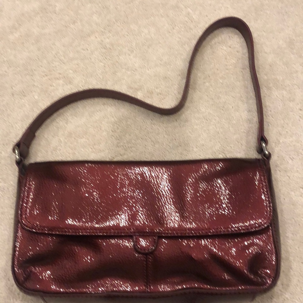 HOBO burgundy patent leather small shoulder bag